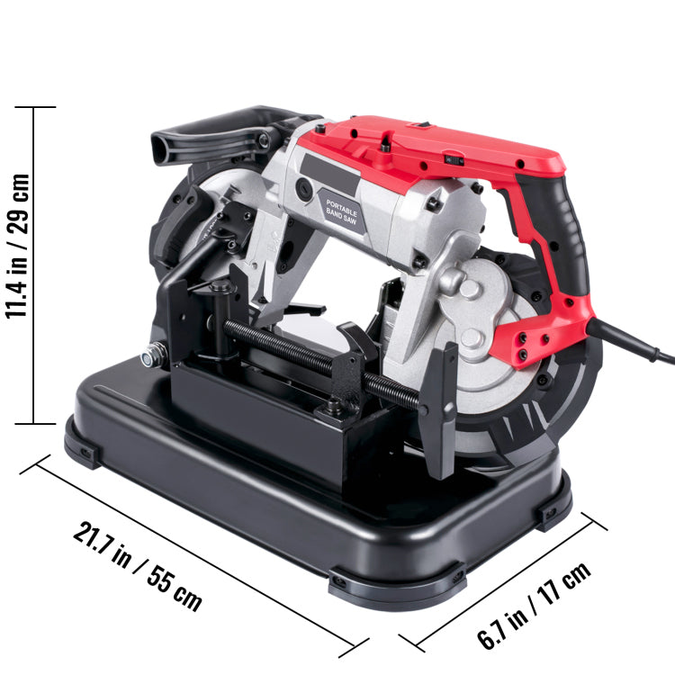 Portable Band Saw, 110V Removable Alloy Steel Base Cordless Band Saw, 5 Inch Cutting Capacity Hand Held Band Saw,Variable Speed Portable Bandsaw, 10Amp Motor Deep Cut Band Saw For Metal Wood