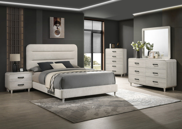 1Pc Contemporary White Finish Ample Drawer Space Five Drawers Tall Chest Storage Wooden Furniture Antique White Color