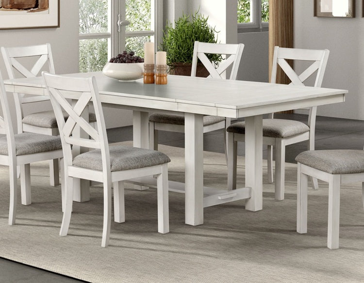 Rustic White Oak Dining Table W Leaves Block Trestle Base 1Pc Table Dining Room Furniture