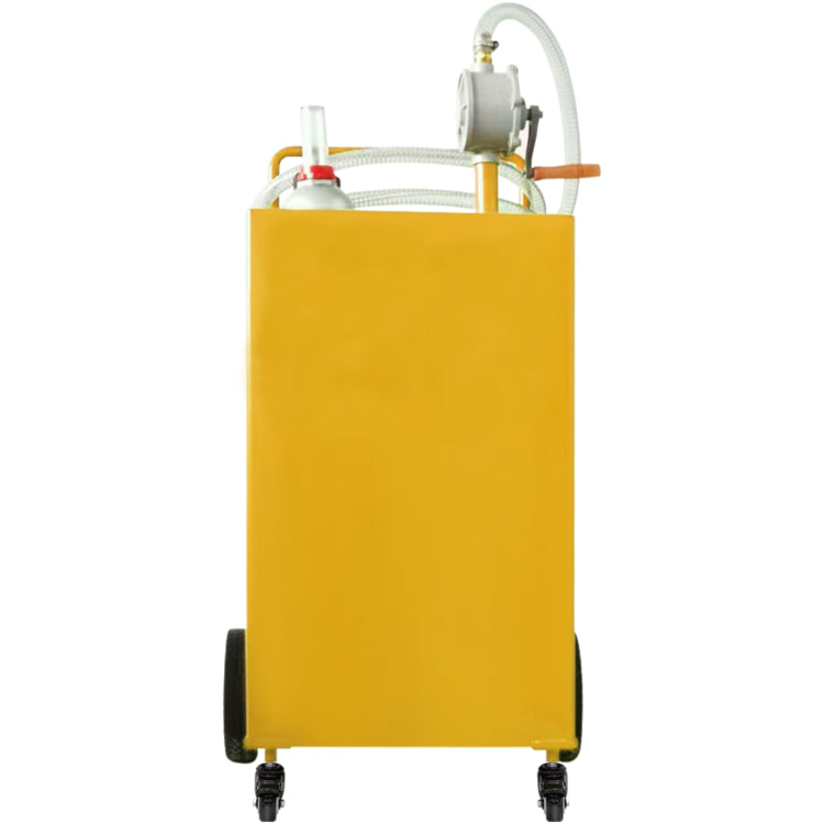 30 Gallon Fuel Caddy, Gas Storage Tank & 4 Wheels, With Manuel Transfer Pump, Gasoline Diesel Fuel Container For Cars, Lawn Mowers, Atvs, Boats, More, Yellow