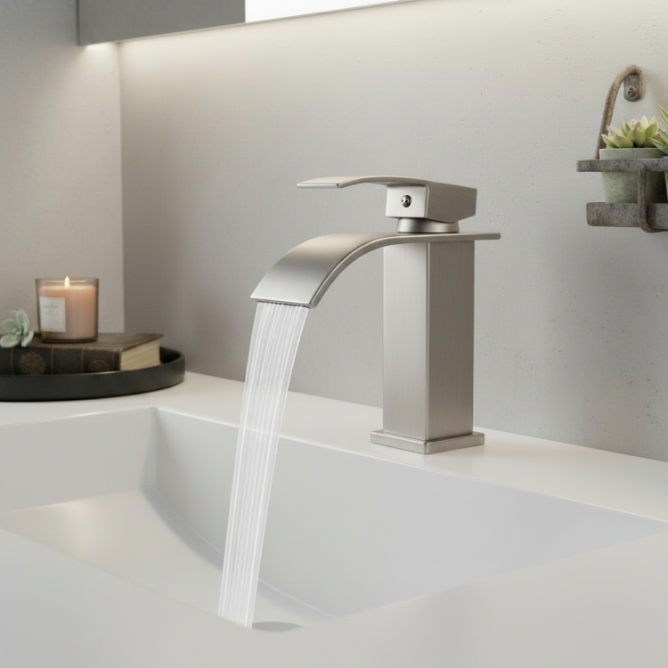 Single Handle Bathroom Faucet Lavatory Faucet Stainless Steel Single Hole Tp, Brushed Nickel