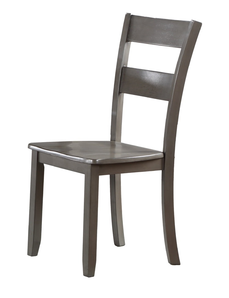 2Pc Transitional Dining Side Chair Ladder Back Wooden Dining Room Furniture Gray