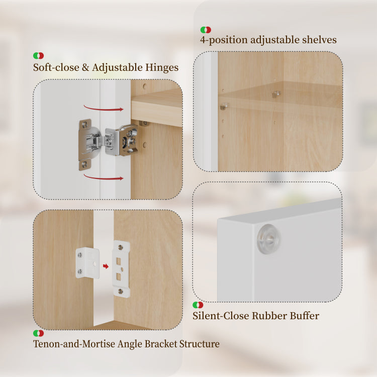 24 Inch White Shaker Double Door Wall Cabinet Solid Wood With 2 Adjustable Shelves Ready To Assemble For Kitchen,Bathroom,Laundry And Garage Storage 24"W 12"D 30"H