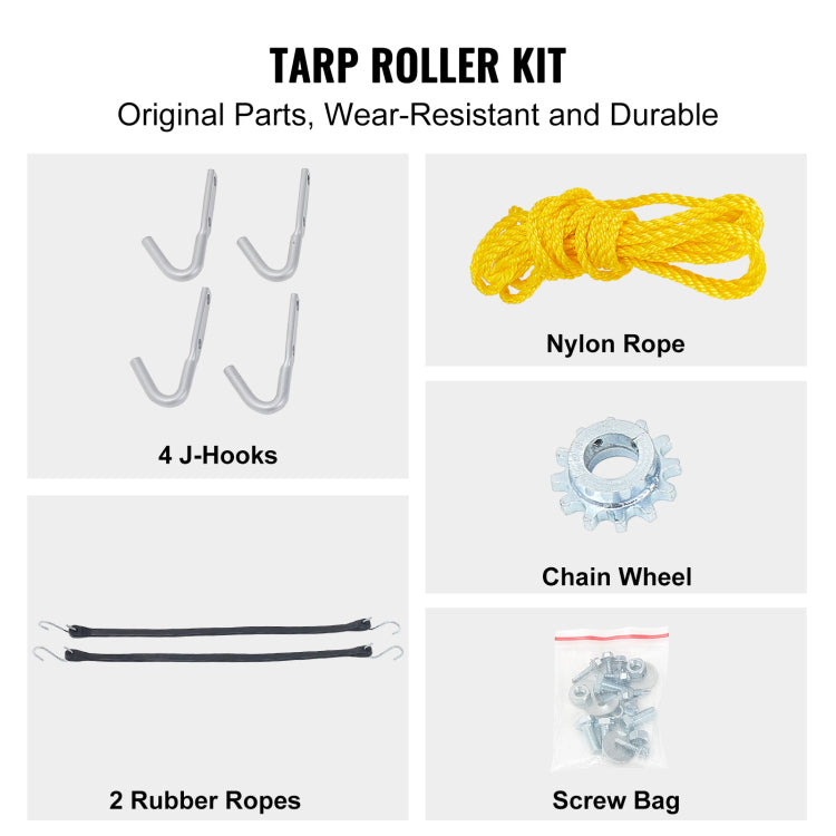 Hand Crank Tarp Roller Kit, 64" To 104" Wide, Aluminum Alloy, Manual Cab Level Dump Truck Tarp Roller With 7" Sponge Wrapped Handle, Perfect For Dump Trucks, Trailers, Trash Haulers No Tarp