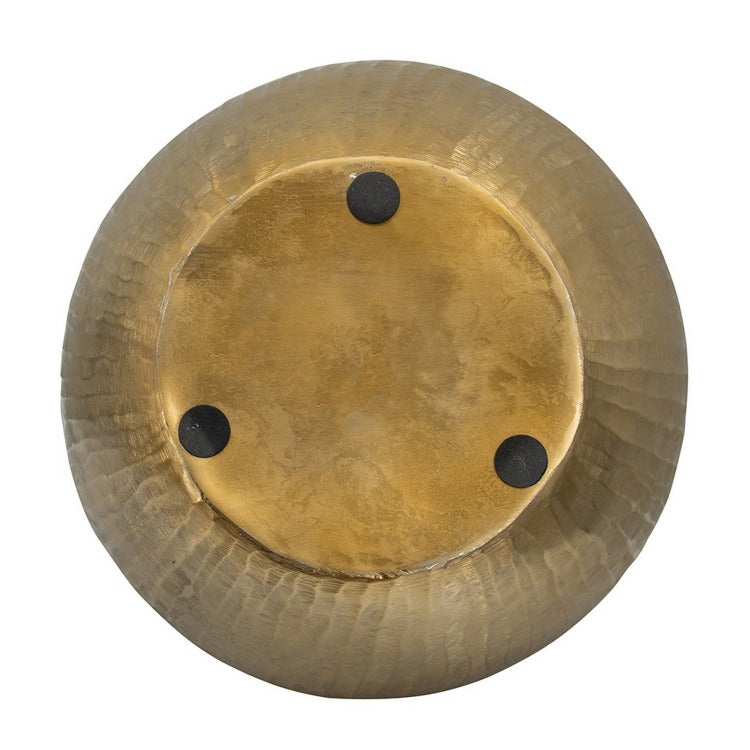 Kria 13 Inch Modern Vase, Curved Shape, Hammered Texture, Gold Metal Finish