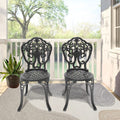 Cast Aluminum Patio Dining Chair 2Pcs With Black Frame