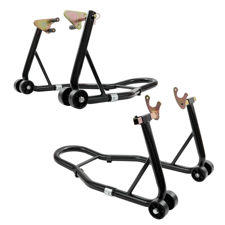 Motorcycle Stand Lift, 850Lbs Front Rear Combo Stand Lift Stand, Front And Rear Wheel Fork Stand, U L Fork Swingarm Spool, Compatible With Most Yamaha Honda Kawasaki Suzuki Motorcycles, Black