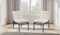Liana White Boucle Fabric Set Of 2 Dining Chair With Black Iron Legs