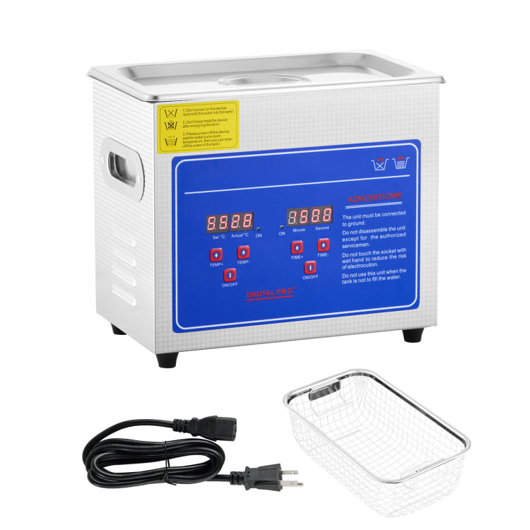 Ultrasonic Cleaner With Digital Timer & Heater, Professional Ultra Sonic Jewelry Cleaner, Stainless Steel Heated Cleaning Machine For Glasses Watch Rings Small Parts Circuit Board 3L