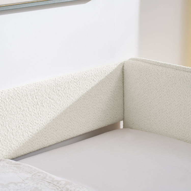 Daybed With Trundle Upholstered Tufted Sofa Bed, Twin Size, Boucle Fabric, Beige 83"X43"X29.5"