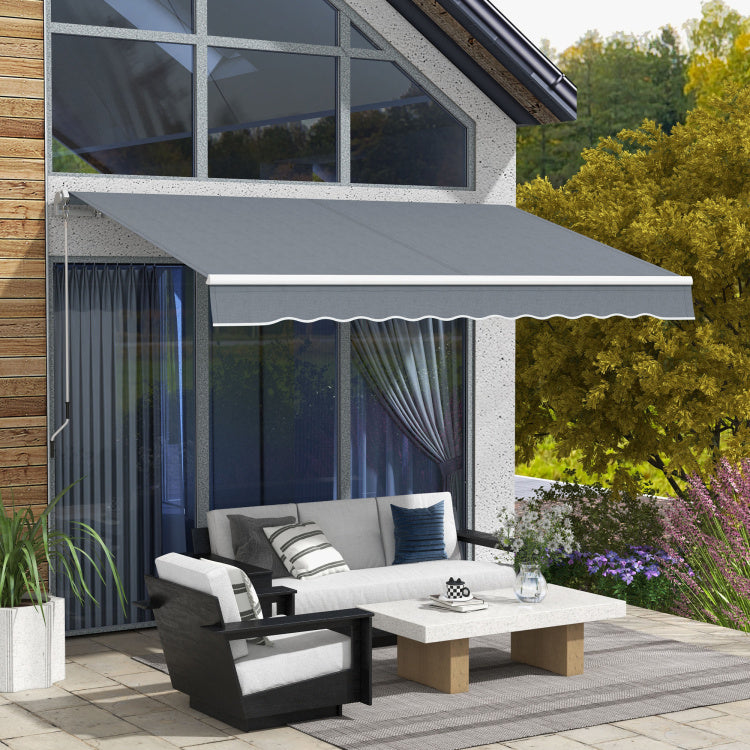 Outsunny 10' X 8' Retractable Awning, Patio Awnings, Sunshade Shelter W Manual Crank Handle, Uv & Water Resistant Fabric And Aluminum Frame For Deck, Balcony, Yard, Dark Gray