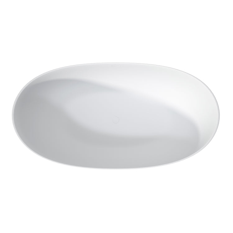 65 Inch Solid Surface Soaking Bathtub Deep Soak Freestanding Tub