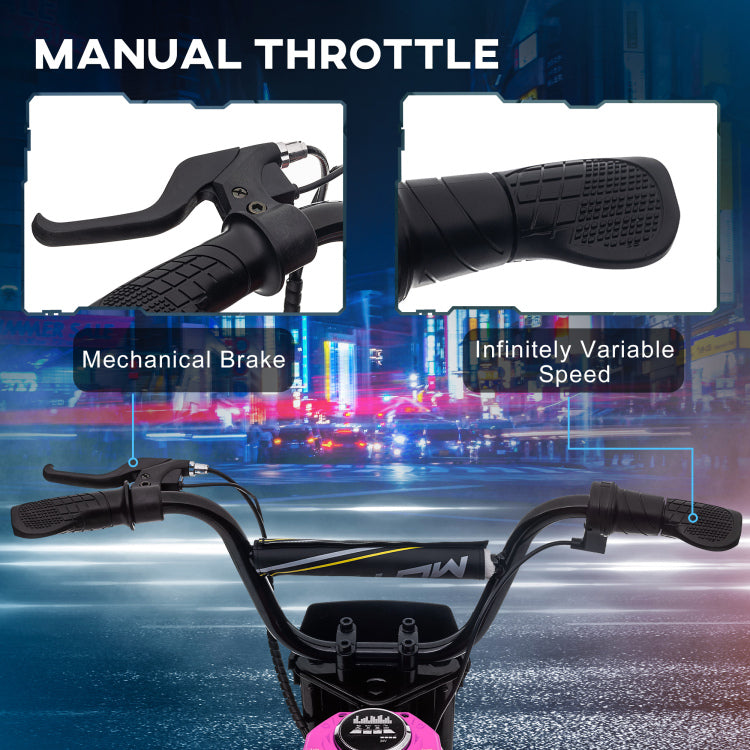 Aosom Electric Dirt Bike With Twist Grip Throttle, 24V 350W Off Road Electric Motorcycle, Up To 15 Mph With Brake, Music Horn, Rear Suspension For Ages 13 Years, Pink