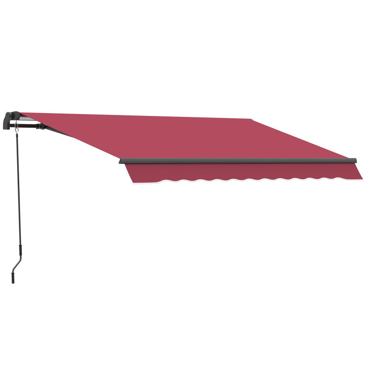 Outsunny 10' X 8' Retractable Awning, Patio Awnings, Sunshade Shelter W Manual Crank Handle, Uv & Water Resistant Fabric And Aluminum Frame For Deck, Balcony, Yard, Red
