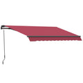 Outsunny 10' X 8' Retractable Awning, Patio Awnings, Sunshade Shelter W Manual Crank Handle, Uv & Water Resistant Fabric And Aluminum Frame For Deck, Balcony, Yard, Red