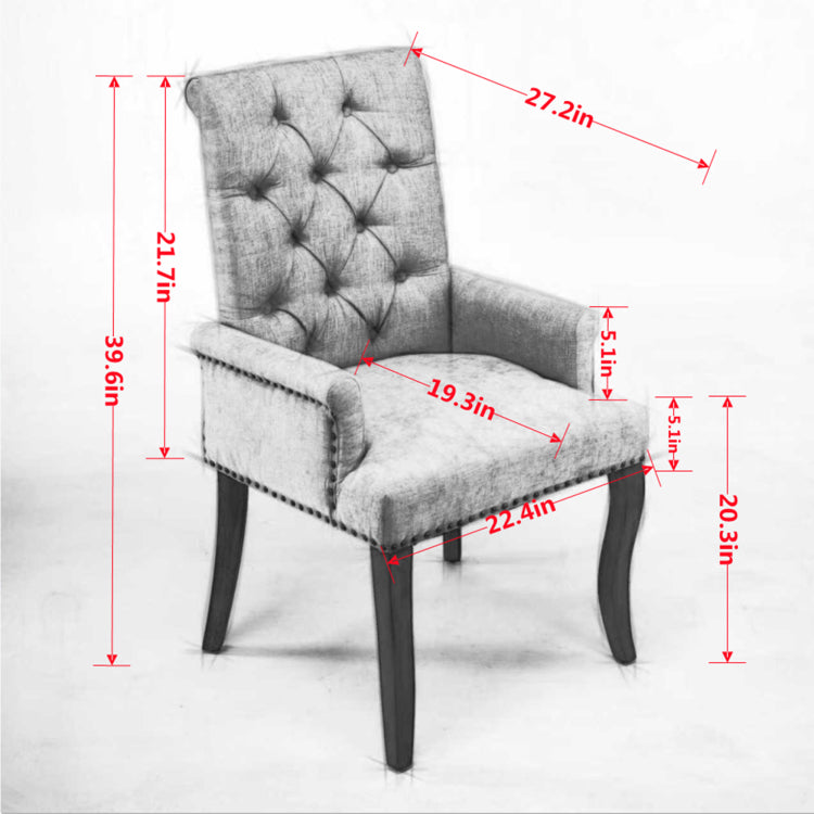 Upholstered Chenille Fabric Accent Dining Chair, Curved Solid Wood Legs, Elegant Tufted Club Dining Room Kitchen Room Arm Dining Chair, Single Pack,Beige,Sw1895Bg