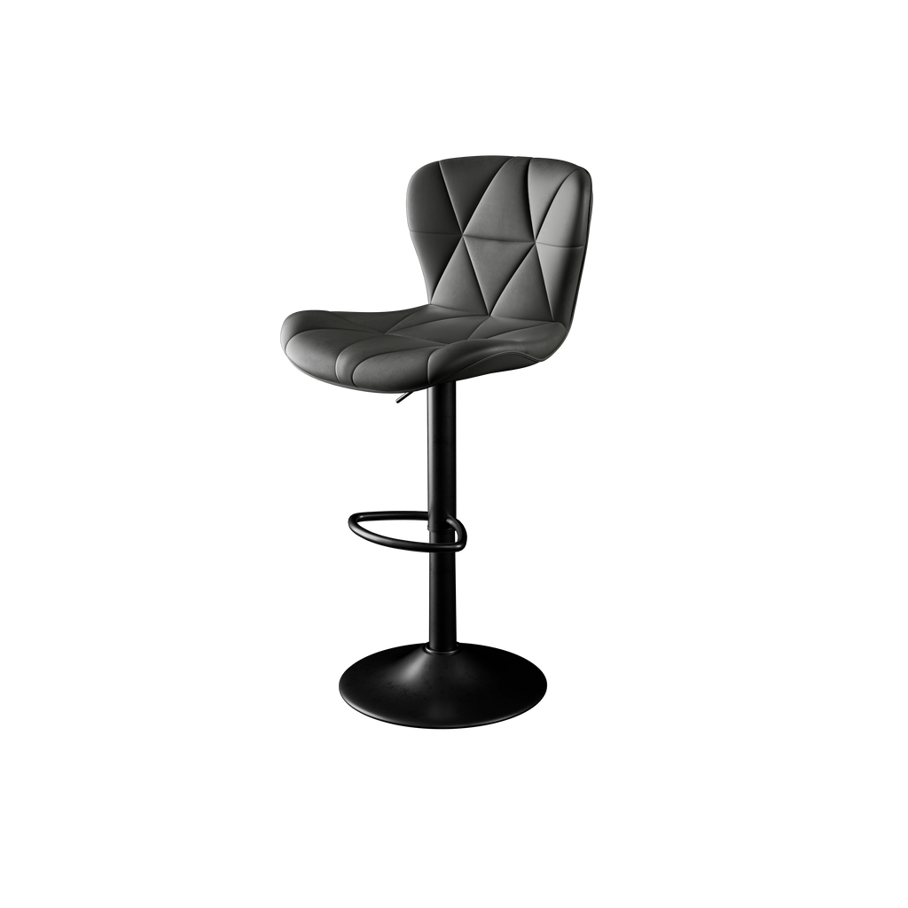 Modern Bar Stools Set Of 2, Adjustable Faux Leather Upholstered Swivel Bar Stools, Counter Height Bar Chairs With Back For Kitchen Island, Black