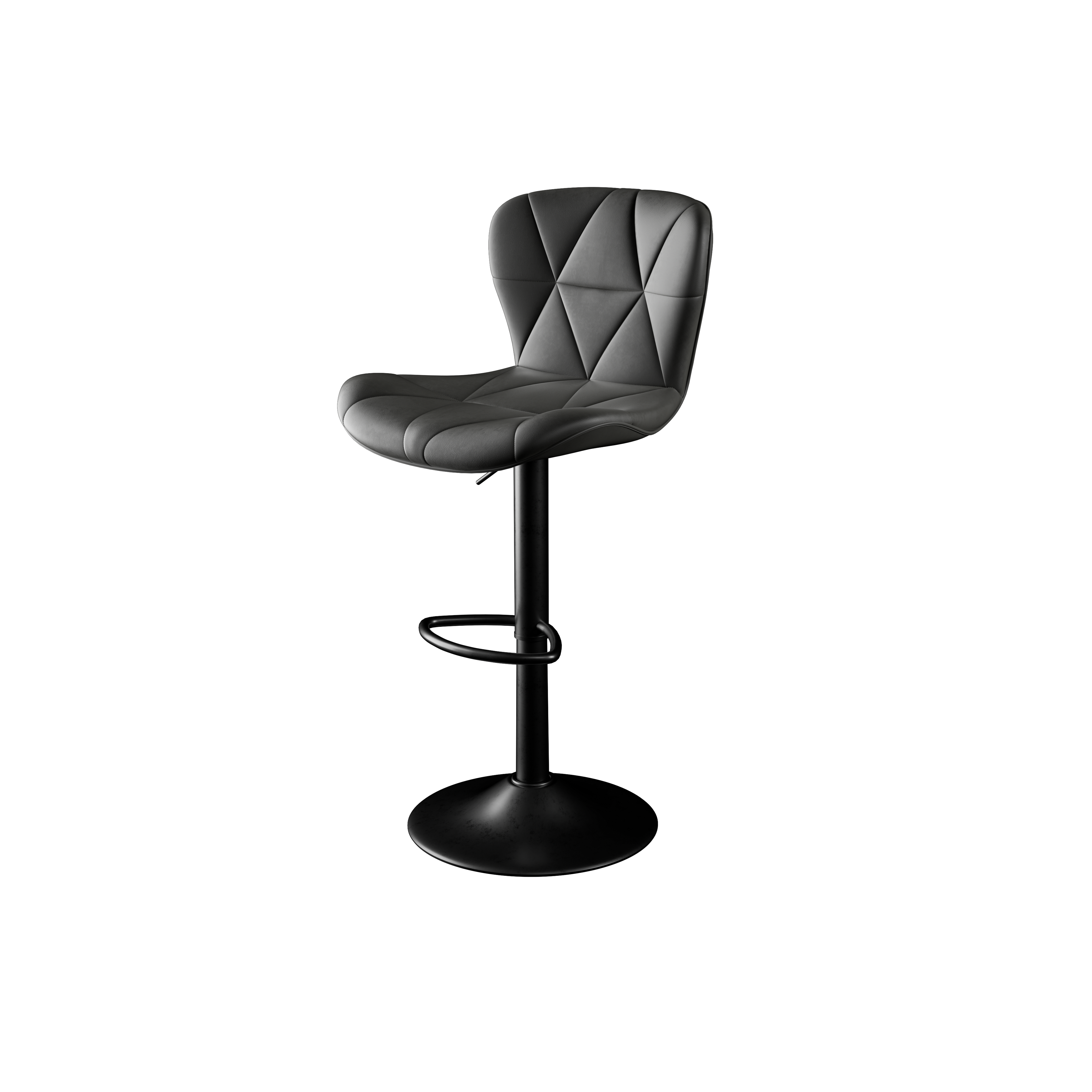 Modern Bar Stools Set Of 2, Adjustable Faux Leather Upholstered Swivel Bar Stools, Counter Height Bar Chairs With Back For Kitchen Island, Black