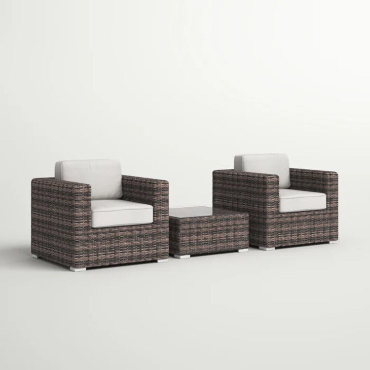 Fully Assembled 2 Person Rattan Wicker Seating Set With Cushions
