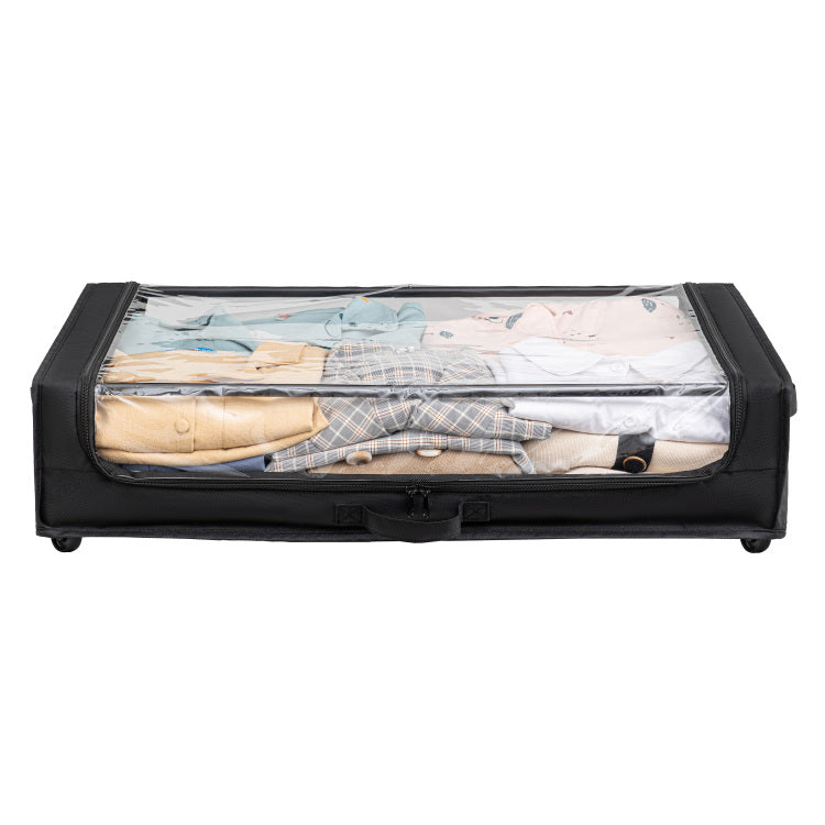 Set Of 2 Under Bed Rolling Storage Container With Transparent Cover, Versatile Space Saving Design, And Smooth Glide Multi Directional Wheels Ideal For Organizing Clothes, Shoes, And More