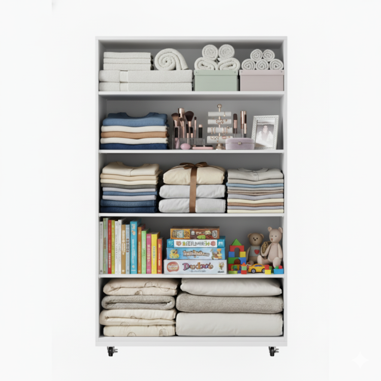 White 5 Drawer Dresser With Wheels Modern Storage Cabinet