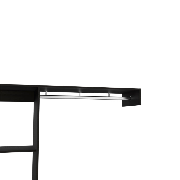 Hybrid Closet System, Five Open Shelves, One Drawer, Metal Rod