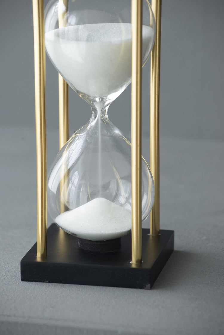Set Of 2, 3X3X7" Spellman 15 Minute Hourglass With Metal Frame, White