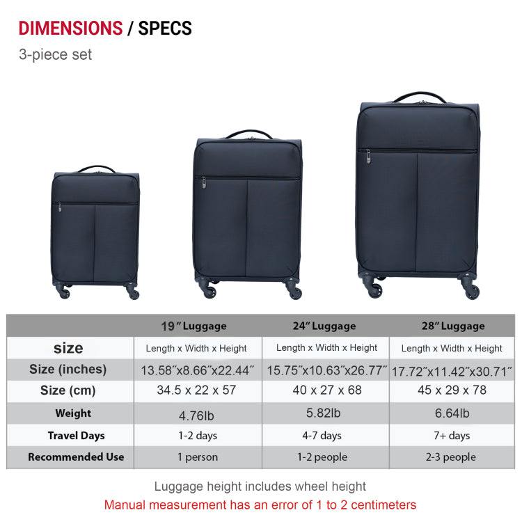 Oxford Cloth Suitcase Black No Password Lock