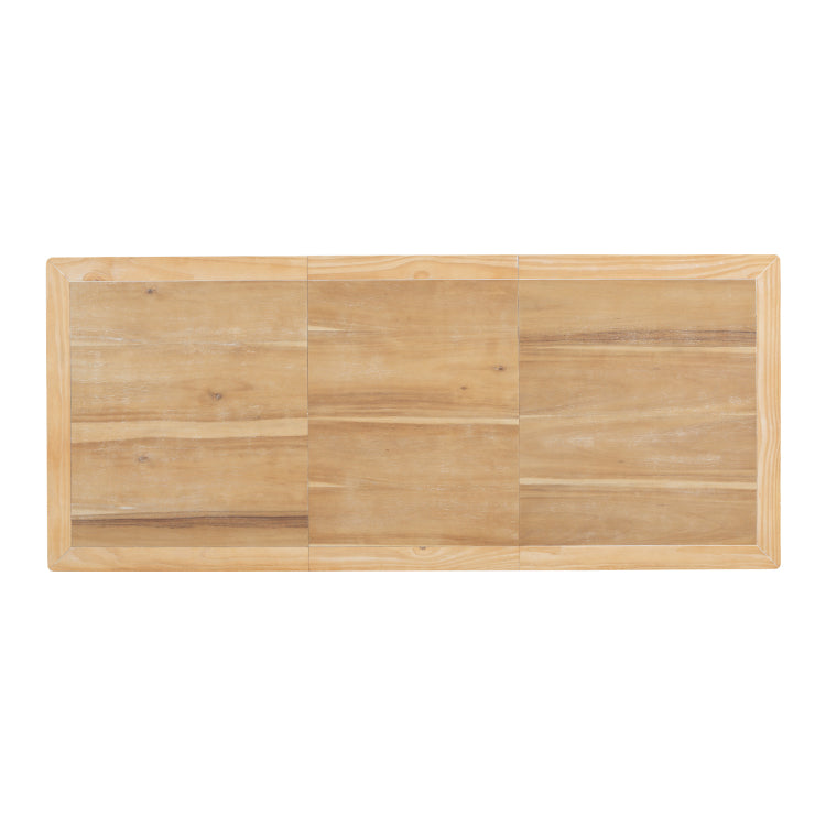 Vintage Traditional 82.7Inch Extendable Dining Table With 23.6Inch Removable Leaf, Natural