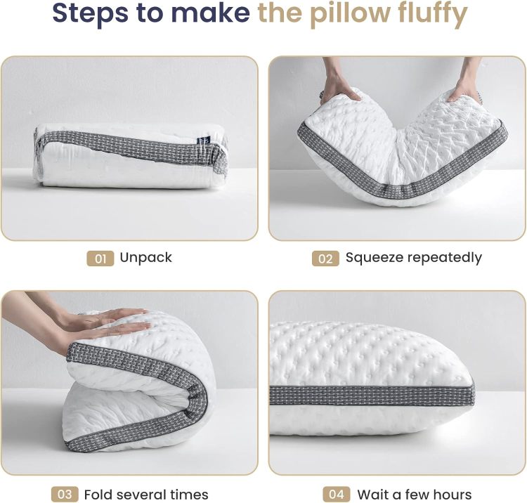 Cooling Pillow Queen Size Set Of 2, Cooling Gel Memory Foam Bed Pillow, Medium Firm Pillow For Sleeping, Cooling & Smooth Washable Cover, Certipur Us Certified