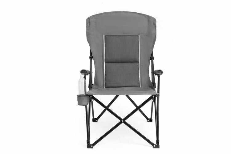 High Back Heavy Duty Lawn Chair Support 250Lbs, Portable Collapsible Chair With Cup Holder Grey