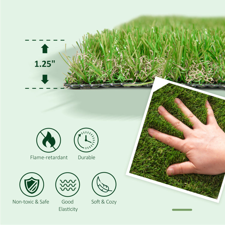 Outsunny 10' X 3' Artificial Turf Grass With Simulated Look & Feel Uv Protection, & Drain Holes For Rain, 1.25" Height