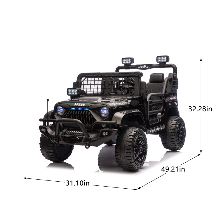24V 100W*2 Two Seater Kids Ride On Car W Rc 3 Speed Adjustable,Led Headlights,4 Wheel Shock Absorption,Usb Mp3 Charging & Battery Indicator,Bluetooth & Music Electric Toy Car For Kids 3 8