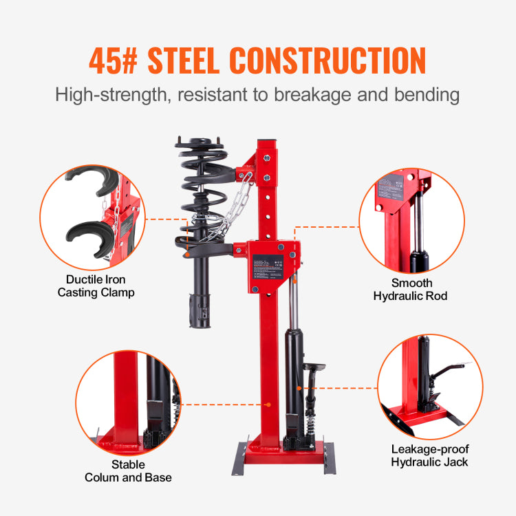 Strut Spring Compressor, 4.5 Ton 9920 Lbs Hydraulic Jack Capacity, 1 Ton Rated Compression Force, Auto Strut Coil Spring Compressor Tool, Hydraulic Spring Compressor For Strut Spring Removing