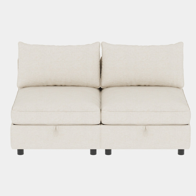 Armless Seat For Modular Sectional Sofa, Convertible Sofa Seat With Storage, Sleeper Sectional Sofa Set, Fabric Flexible Modular Combinations For Living Room 2Pcs