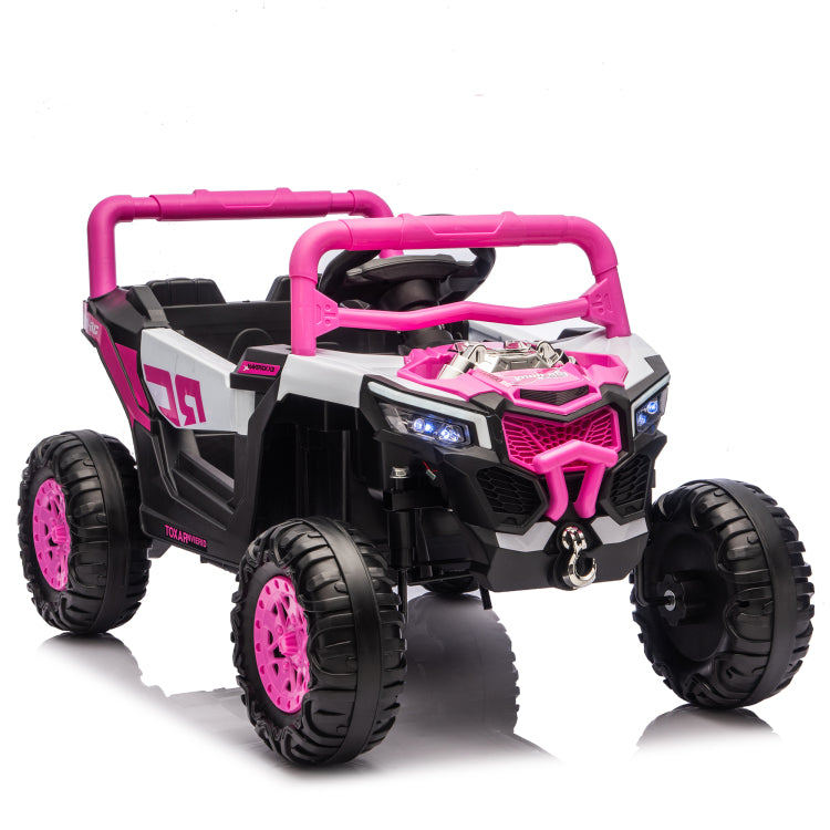 12V Kids Ride On Electric Utv W 2.4G Parents Control,Slow Start&Swing Function,Anti Slip Wheels With Front Shock Absorbers,Led Lights,Built In Music Player,Long Lasting Battery,For Kids Aged 3 5