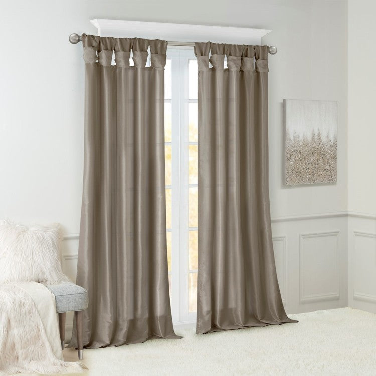 Twist Tab Lined Window Curtain Panel Pewter 50X108"