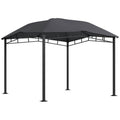 Outsunny 10' X 10' Soft Top Patio Gazebo Outdoor Canopy With Unique Geometric Design Roof, All Weather Steel Frame, Gray