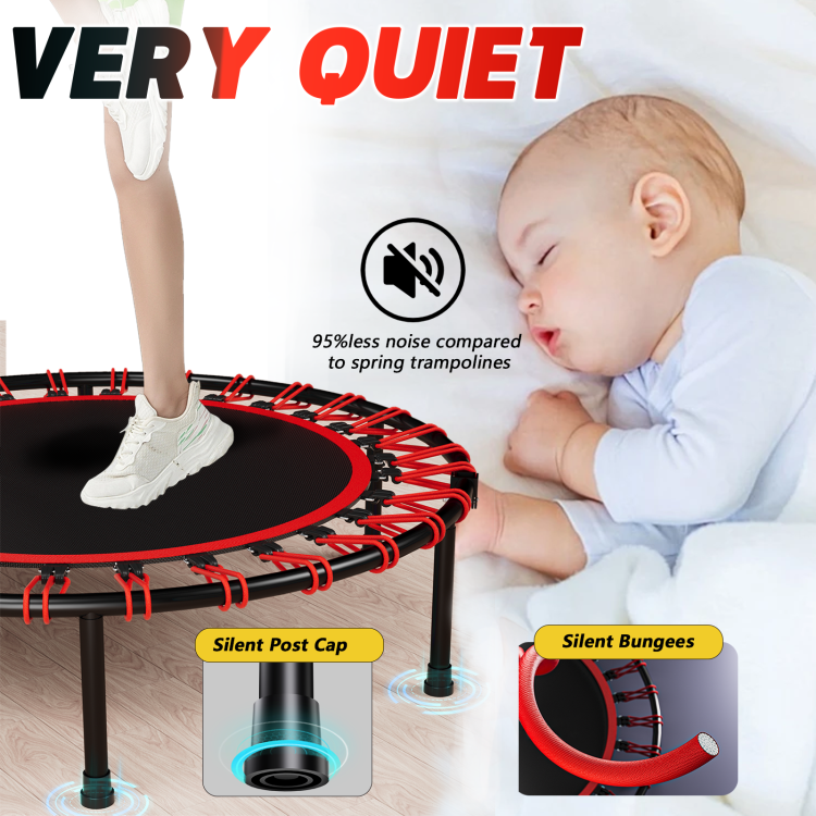 Yc 40Inch Foldable Trampoline With Handle Premium Elastic Black