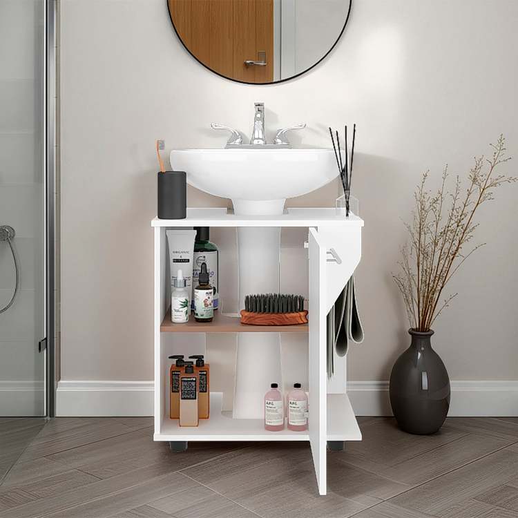 White Under Sink Storage Cabinet With Two Shelf