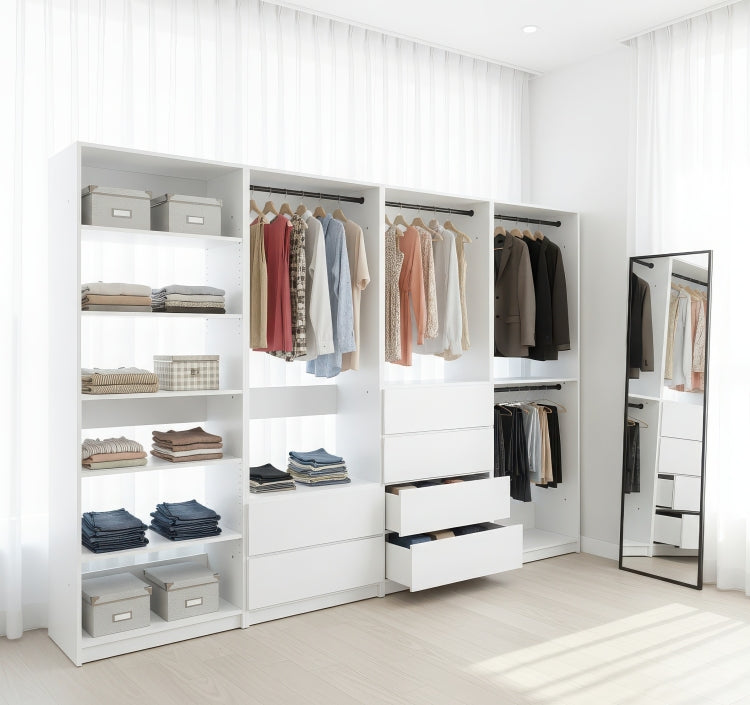 Prosper White Freestanding Walk In Wood Closet System