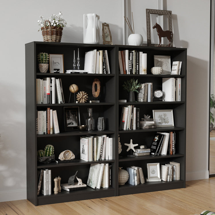 5 Shelf Modern Wood Bookshelf 60 Inch Tall, Wide Manga & Bookcase For Bedroom & Living Room Library Bookcase