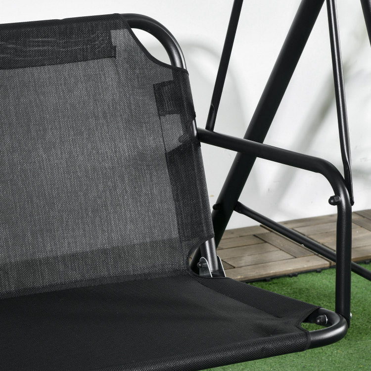 Outsunny 3 Seat Outdoor Patio Swing Chair With Removable Cushion, Steel Frame Stand And Adjustable Tilt Canopy For Patio, Garden, Poolside, Balcony, Backyard, Black 1