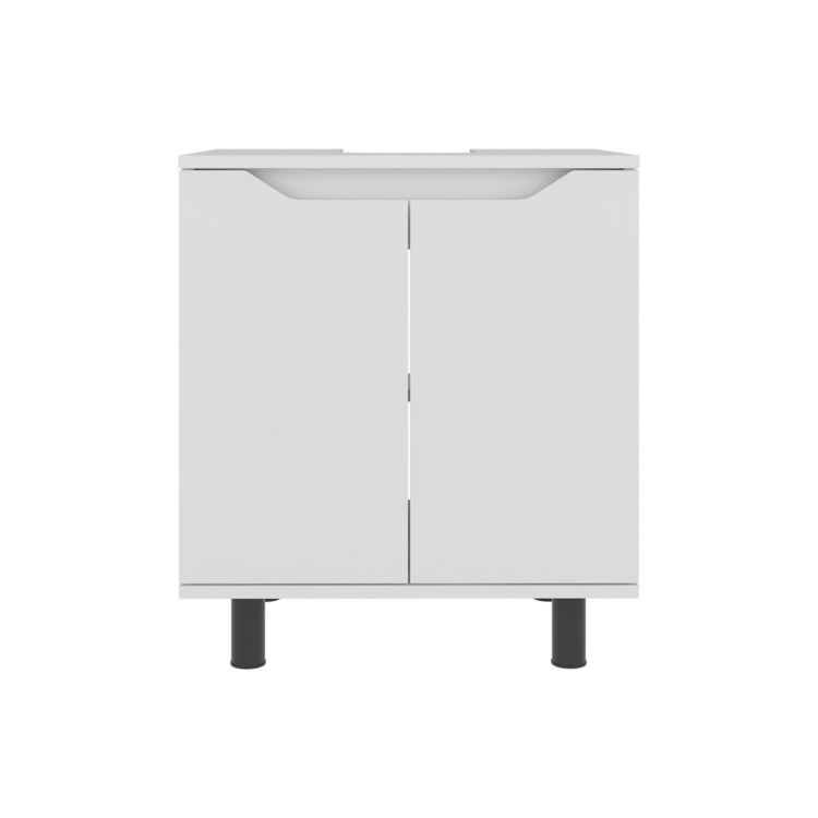 Londres Bathroom Vanity Cabinet For Pedestal Sink Freestanding Storage Unit With Double Doors, Internal Shelves, And Open Back Design For Small Spaces,White