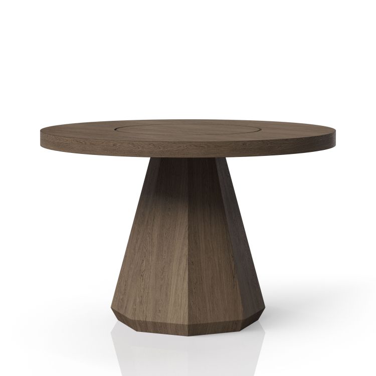 Round Dining Table W Lazy Susan Latte