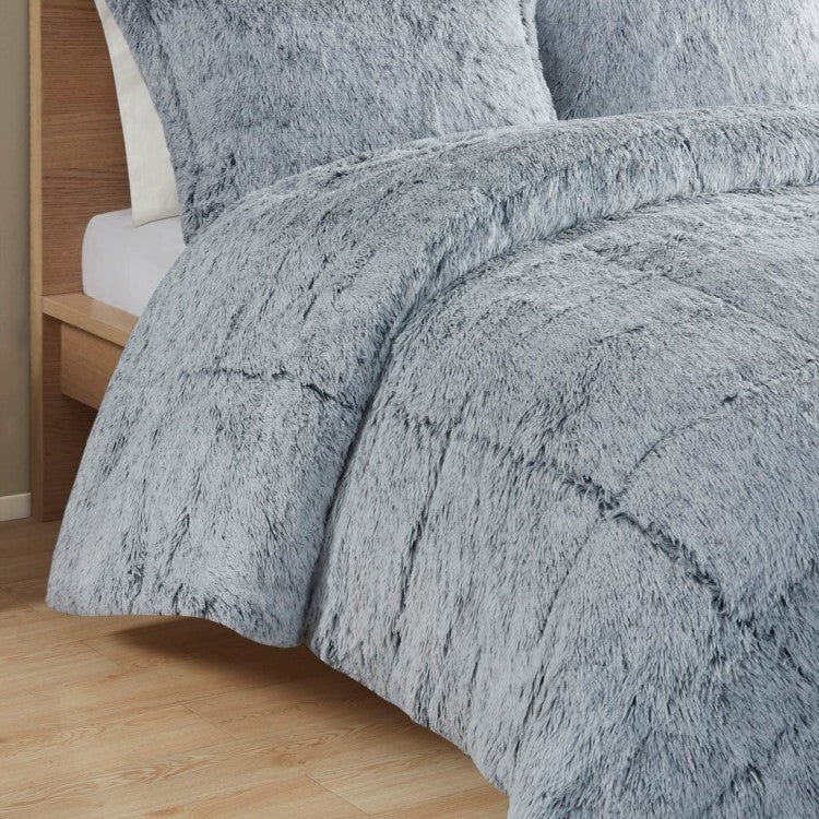 Full Queen Shaggy Long Fur Comforter Mini Set
