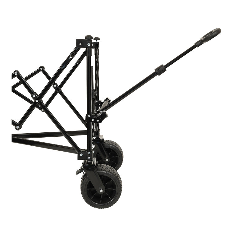 Collapsible Foldable Extended Wagon,480Lbs Weight Capacity, Heavy Duty Folding Utility Garden Cart With Big All Terrain Beach Wheels & Drink Holders,Side Pocket And Brakes, Black