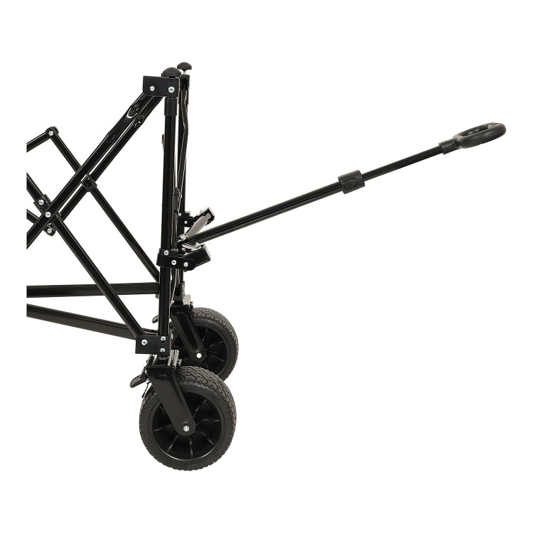 Collapsible Foldable Extended Wagon,480Lbs Weight Capacity, Heavy Duty Folding Utility Garden Cart With Big All Terrain Beach Wheels & Drink Holders,Side Pocket And Brakes, Black