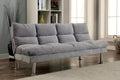 Contemporary Style Futon Sofa Chrome Finish Legs Convert Into Bed With Extra Support Legs Primary Living Gray Finish