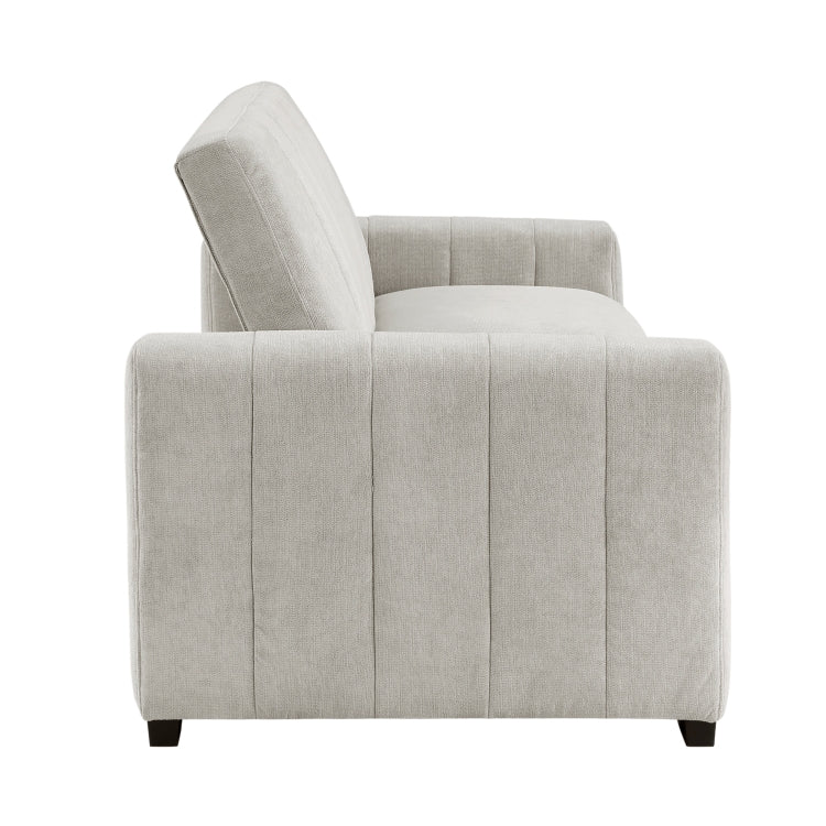 Transitional Style Convertible Sofa With Pull Out Bed Light Gray Upholstery Solid Wood Living Room Furniture 1Pc